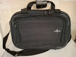 Carry On Duffle Atlantic Black Canvas Multi Pocket Travel Luggage Bag EUC - Picture 1 of 5
