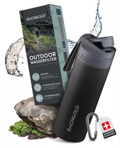 Bachgold 22oz Outdoor Water Filter Bottle Removes 99.99% Bacteria/Virus/Metals - Picture 1 of 12