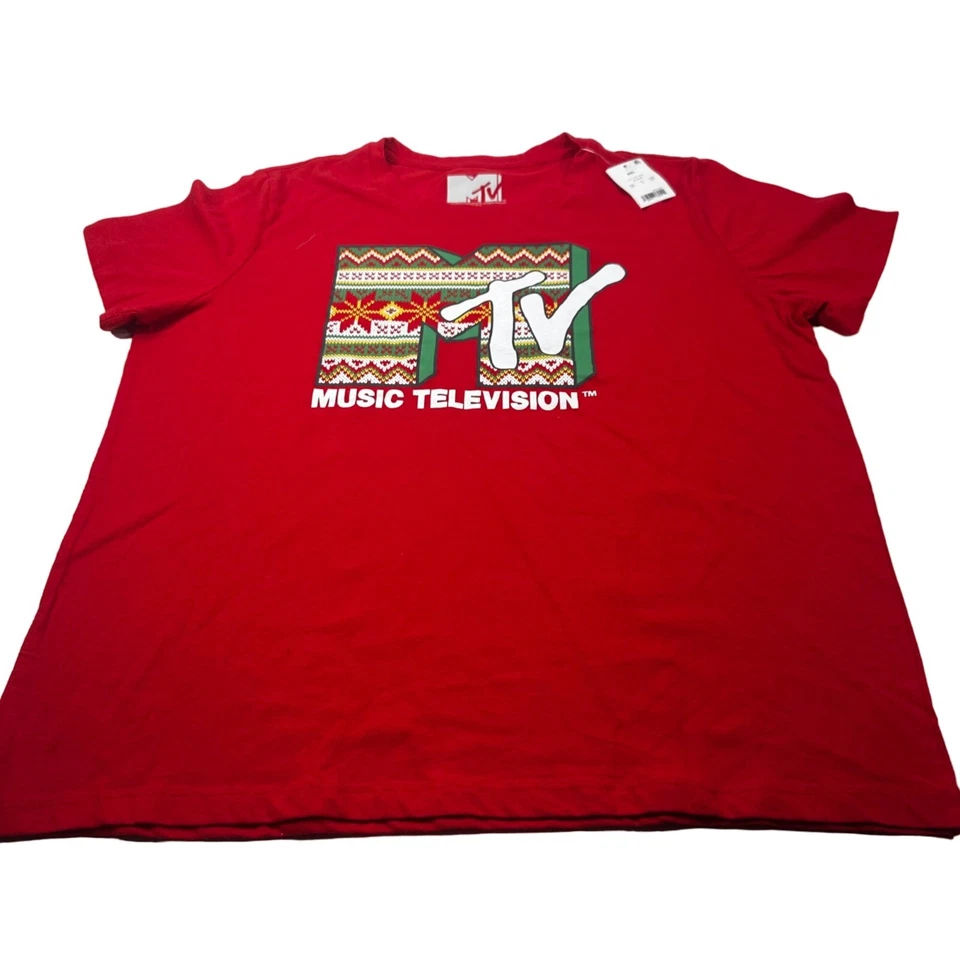 MTV Women’s XXL music television T-shirt Christmas Pattern