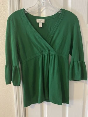 Suéter Ann Taylor Loft Empire Babydoll Cintura 3/4 Manga Peplum Mujeres XS Vacaciones Foto 1 de 4