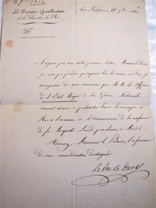 1822 Lettre DUC DE DURAS 1er gentilhomme de la chambre du ROI GARDE NATIONALE - Picture 1 of 2