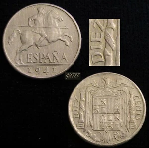 *GUTSE* FRANCO-1, 10 CÉNTIMOS 1941, PLVS con V, LIMPIADA, ESCASA. - Picture 1 of 1
