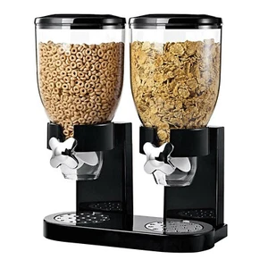DOUBLE CEREAL DISPENSER DRY FOOD PASTA FLOUR RICE STORAGE CONTAINER MACHINE UK - Picture 1 of 11