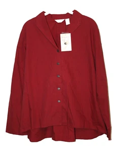 New J.Jill Antique Rust Red Button A-Line Tunic Top Shirt Blouse Women's Size XL - Picture 1 of 16