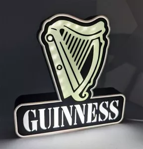 Bar Garage Desktop Mancave Decor LED light box Sign for GUINNESS LAGER BEER HARP - Picture 1 of 1