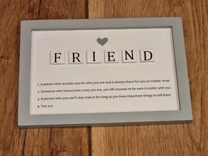 Friend gift frame Friend heart Christmas Present letter tiles definition sign - Picture 1 of 2