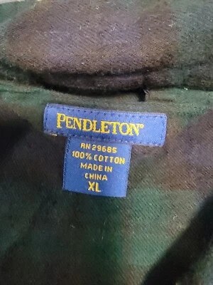 Pendleton Mens Flannel Pajama Shirt Top XL Blue Green Tartan Button Up  - Image 1 of 3