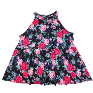 Torrid Neckholder 4X Floral Tropical Blooms Swing Top Flowy Blouse Relaxed Peplum - Bild 1 von 9