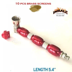 Inhale®️ 3 Chambers nickel+anodized metal tobacco Smoking Pipe w screens - Picture 1 of 4