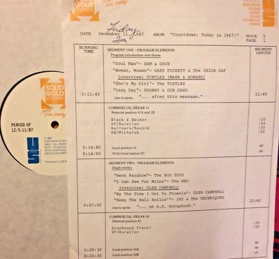 RADIO SHOW:TODAY '67 12/11/87 GLEN CAMPBELL, STRAWBERRY ALARM CLOCK,GARY PUCKETT - Image 1 of 2