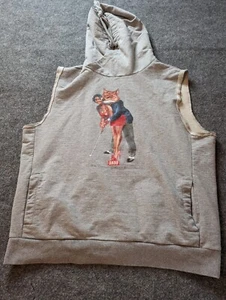 AKOO Men's Sleeveless Hoodie Sweatshirt Fox Size XXL Gray  - Picture 1 of 8