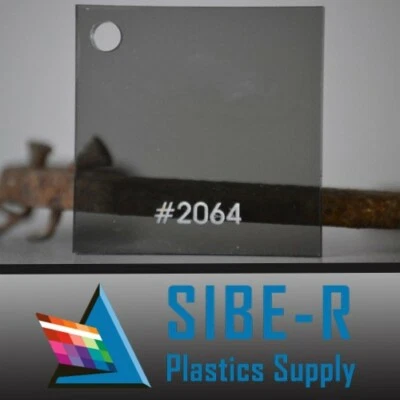 GREY TINTED CLEAR SMOKED ACRYLIC PLEXIGLASS PLASTIC SHEET 1/8" X 24" X 48" ^ - Image 1 of 3