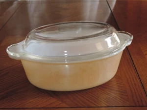 Fire King #467 COPPER-TINT (Peach Lustre) Pattern 1.5qt Covered Casserole - Picture 1 of 5