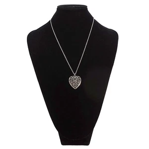 ciondolo cuore filigranato con brillantino vetro catena argentata bigiotteria - Foto 1 di 6