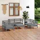 vidaXL 7 Piece Garden Lounge Set Grey  Pinewood Stable Furniture