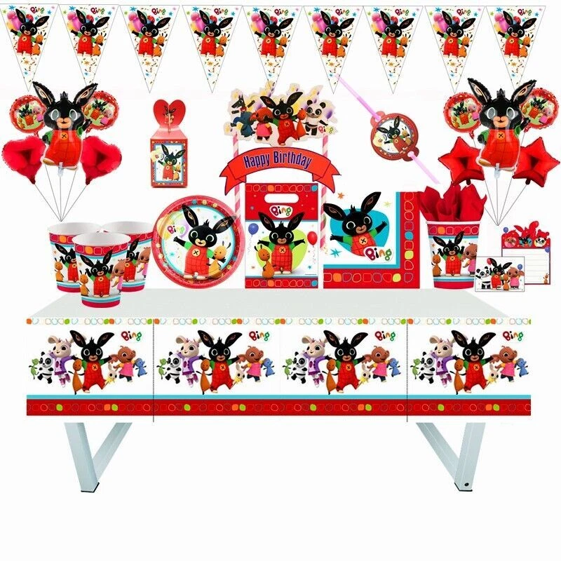 Bing Bunny Kid Birthday Party Decors Banner Flag Napkin Cup Tableware Set Supply — 第 1/1 张图片