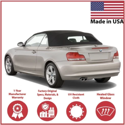 Convertible techo blando para BMW Serie 1 2008-2013, ventana de vidrio térmico DOT, negro Foto 1 de 2