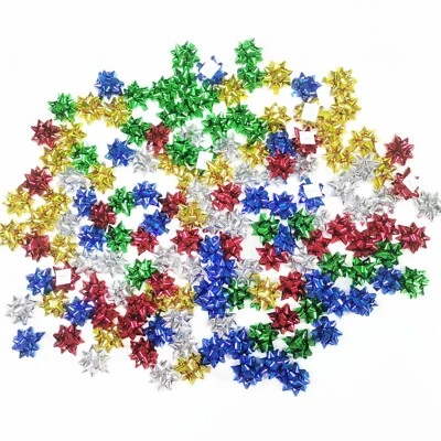 100PCS Christmas Bows Self Adhesive Metallic Gold Silver Red Rose Gold Gift Wrap