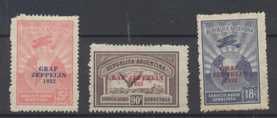 Argentina Stamps 1932 Graf Zeppelin Air Stamps Set SG629/631 Hinged Mint CV £67 - image 1 of 2