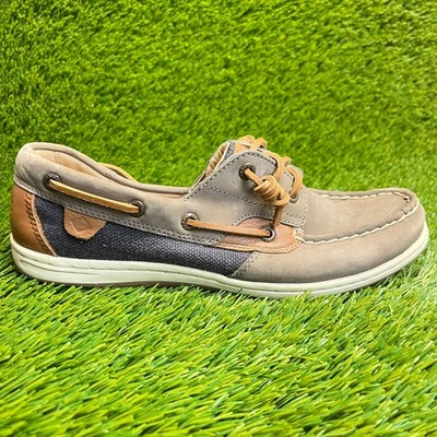 Zapatos planos de barco Sperry Bluefish 2 ojos para mujer talla 9 marrón informales de cuero Foto 1 de 4