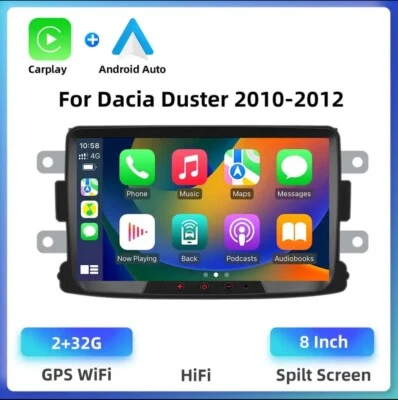 Duster 2010 2012 Autoradio 2 Din Android Auto CarPlay Wireless 2GB RAM 32GB ROM - Immagine 1 di 4