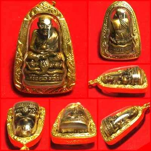 Phra LP Tuad Gold Micron Plated Case Pendant Wat Phako Temple Thai Buddha Amulet - Picture 1 of 3