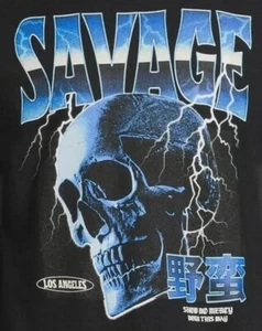 Hybrid Black T-Shirt SAVAGE SHOW NO MERCY Skull | Medium Men’s | New With Tags - Picture 1 of 3