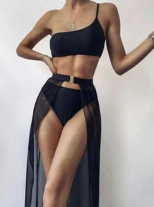 New Size Large 3-piece Swimsuit Bikini w/ Sarong Coverup Skirt - Picture 1 of 1