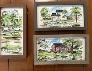 3 Framed Decorative art tiles of New York Homes. - Picture 1 of 9