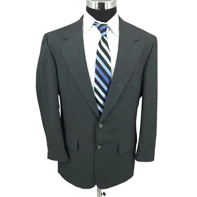 复古 Bill Blass Blazer 男式 42 S 木炭灰色纯羊毛运动外套夹克美国 — 第 1/4 张图片