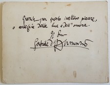 Gabriele D'Annunzio dedica autografa su cartone con fotografia (F.P.Michetti?)