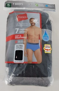 Hanes Brief 7 Pk Ultimate Men TAGLESS  Comfort Flex Waist Black/Grey Size XL - Picture 1 of 5