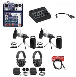 Soundcraft 2-Person Podcast Podcasting Recording Kit w/Mics+Stands+Headphones - Afbeelding 1 van 12