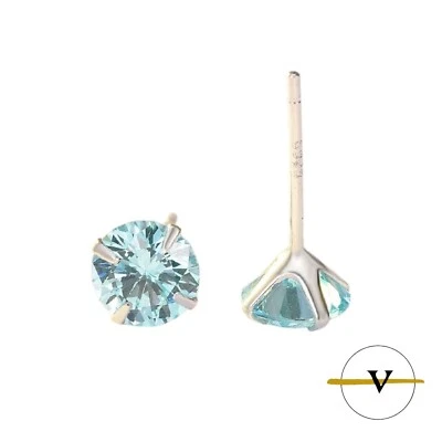 ORECCHINI DONNA UOMO PUNTO LUCE IN ARGENTO 925 COLORE CELESTE 5 mm - Immagine 1 di 4