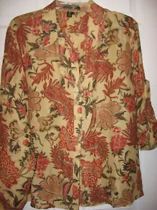 Lauren, Ralph Lauren, camicia, bottoni davanti, seta e lino, multicolore, lunga Slv, linguetta, XL - Foto 1 di 8