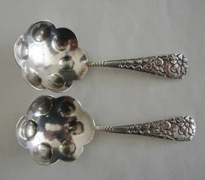 Set of 2 Antique Gorham Sterling Silver No 408 Floral Tea Caddy Spoons ca 1885 - Picture 1 of 4