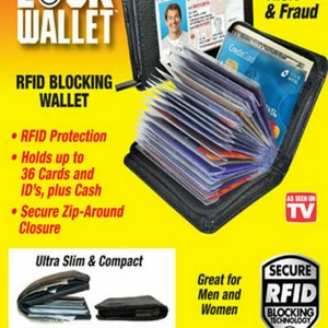 Lock Wallet As Seen on TV Amazing Slim Leather RFID Card Wallet ID Holder Purses - Picture 1 of 7