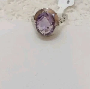Sterling Silver And 4 Ct. Amethyst Woman's Ring Sz.9. - Picture 1 of 6