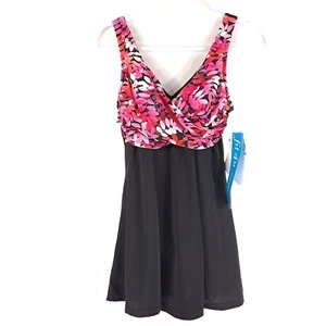 Fit 4 U Damen Badekleid Fit 4 UR Oberschenkel Badeanzug Coral Foilage Schwarz - Gr. 6 - Bild 1 von 11