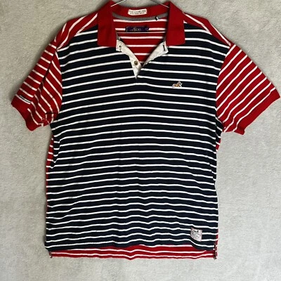Camisa Polo Akoo & Co Talla XXL Rayas Rojo, Azul y Blanco Logo Estampado Manga Corta Foto 1 de 4
