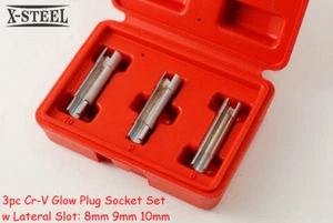 3pc Cr-V Glow Plug Socket Set w Lateral Slot: 8mm 9mm 10mm f ALFA FIAT LANCIA… - Picture 1 of 6