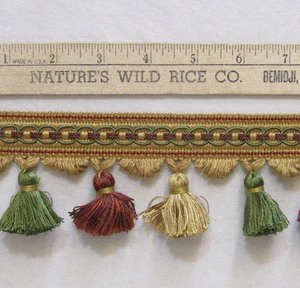Quaste Borte dunkel gold grün rot Nähen Handwerk 619" lang - Bild 1 von 2