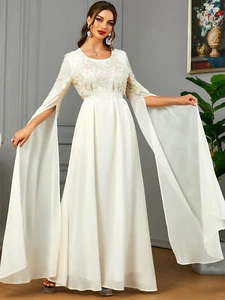 Elegante vestido largo bordado caftán para mujer Abaya musulmán manga capa bata vestido - Imagen 1 de 24