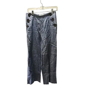 Boden 100% Wide Leg Linen Women's Pants 6 Blue - Picture 1 of 2