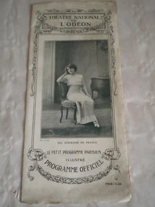 Vintage Programme theatre national de L'Odeon 1910s Rachel art nouveau - Picture 1 of 5