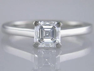 Diamond Solitaire Ring Certified 1.00ct H VS2 VG Asscher Cut 18ct White Gold - Picture 1 of 1