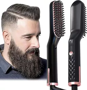 AU Plug Hair Straightening Brush, Beard Straightener Brush, 3-in-1 Ionic Straigh - Picture 1 of 12