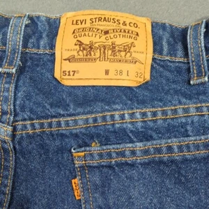 Levi's VTG Jeans Men's 38x32 Fits 35x32 Blue 517 Orange Tab Boot Made In USA 90s - Picture 1 of 13