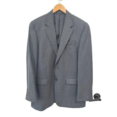 Lauren Ralph Lauren 羊毛西装外套夹克男式 42L Micro Hounstooth 海军蓝全新无标签 — 第 1/4 张图片