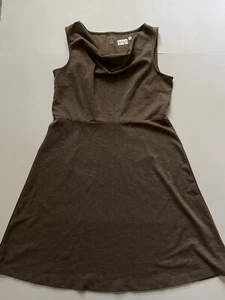 Lands End Kleid Damen M braun ärmellos Ponte Strick Wasserfallausschnitt Stretch Pullover - Bild 1 von 6